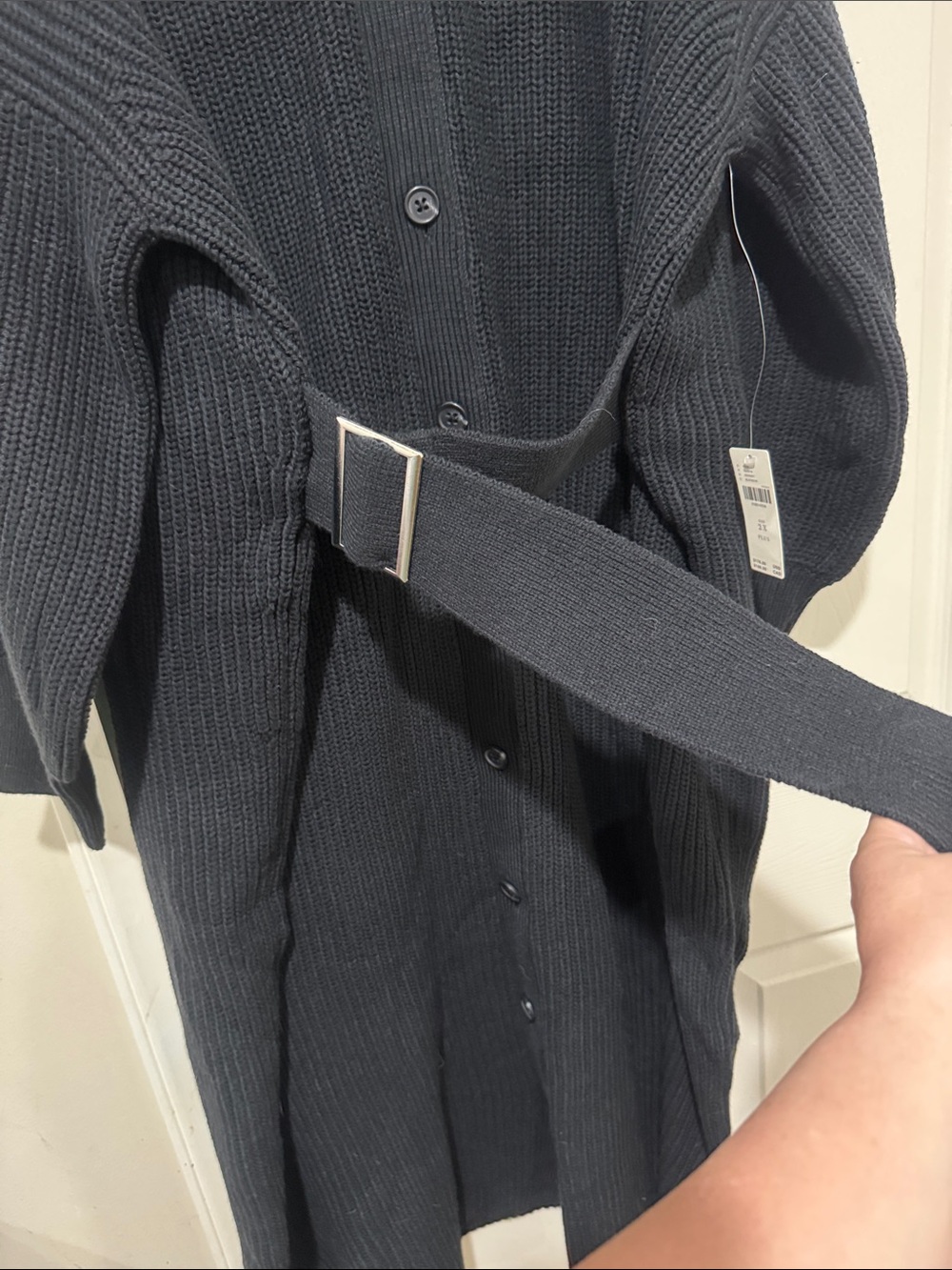 Anthropologie/Black Rib-Knit/Sweater/Button-Front Cardigan Dress/Coat/NWT! - Picture 7 of 15